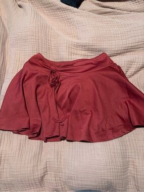 Casual Drawstring Mini Skirt in Deep Red